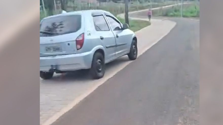 Absurdo em Cascavel: carro invade pista de caminhada em obra no Ecoparque Floresta