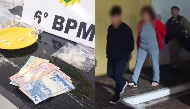 Imagem referente a Abordagem policial termina com apreensão de drogas, celulares, dinheiro e duas Senhoras detidas
