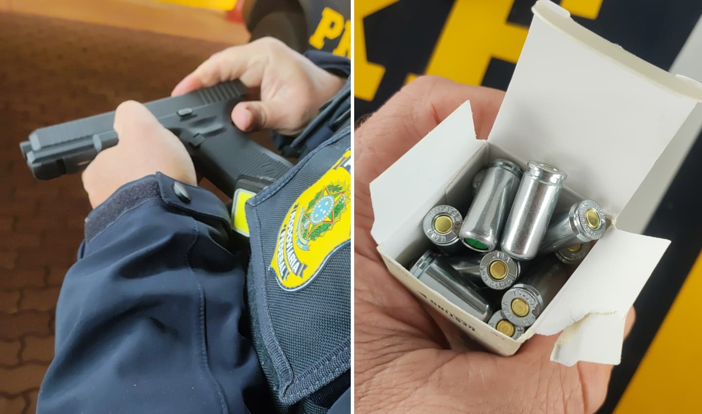 PRF apreende pistola de treinamento e munição de festim na BR-277, em Cascavel