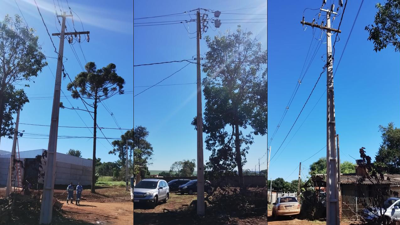 Energia é restabelecida após troca de poste danificado no bairro Lago Azul, em Cascavel Energia é restabelecida após troca de poste danificado no bairro Lago Azul, em Cascavel