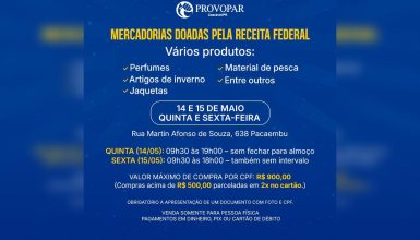 Provopar realiza bazar beneficente com produtos doados pela Receita Federal em Cascavel Imagem referente a Provopar realiza bazar beneficente com produtos doados pela Receita Federal em Cascavel