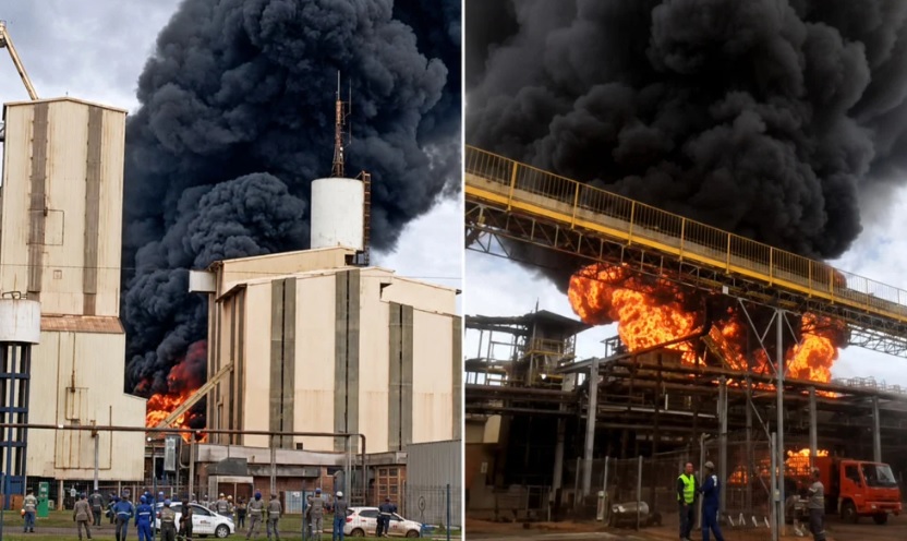 Assustador: Incêndio atinge complexo industrial da cooperativa Coamo em Campo Mourão