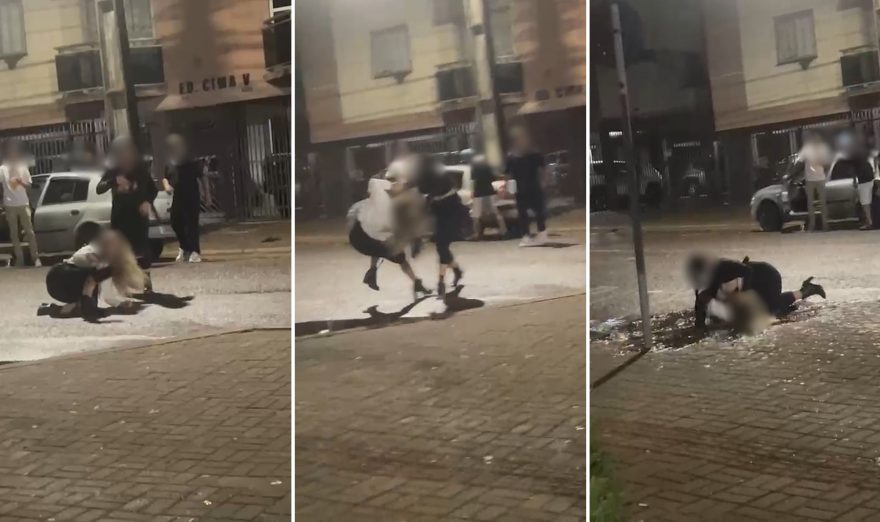 Mulheres vão parar na lama durante briga no Centro de Cascavel