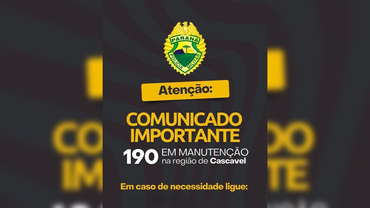 Atenção: Telefone 190 da Polícia Militar está inoperante