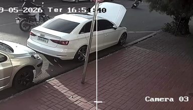 Imagem referente a Vídeo mostra que motociclista caiu sozinho no Bairro Guarujá