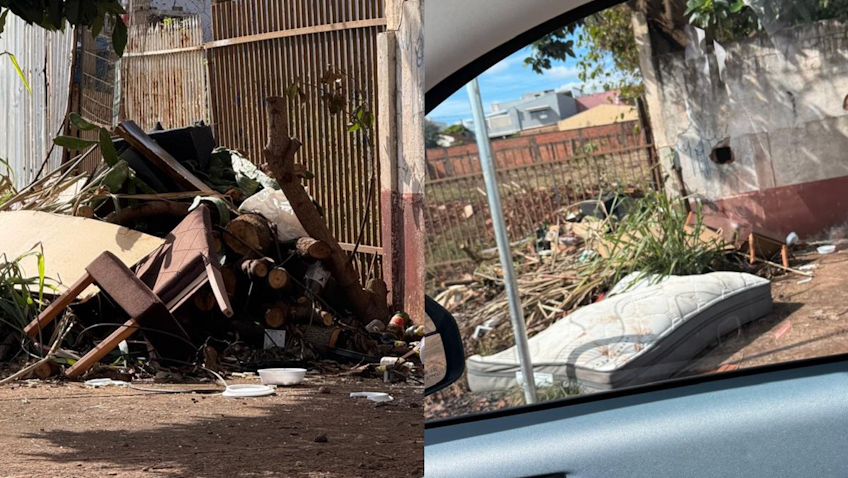 Moradores denunciam acúmulo de lixo em calçada no Bairro Coqueiral