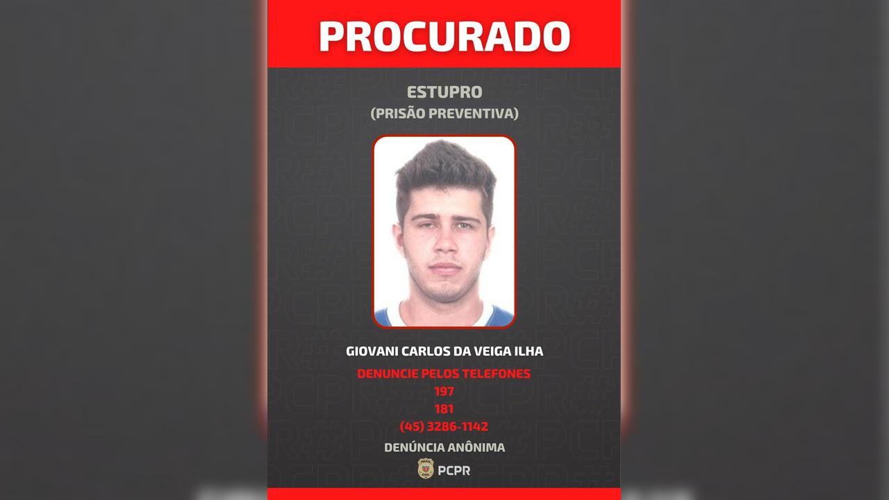 Polícia divulga foto de foragido acusado de estuprar adolescente em Capitão Leônidas Marques