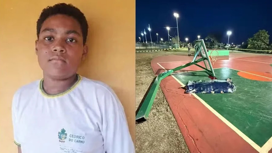 Adolescente de 14 anos morre após estrutura de cesta de basquete cair em praça de Goiás