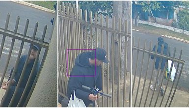 Imagem referente a Câmera flagra invasor batendo palma, arrombando residência e fugindo até com as roupas da vítima