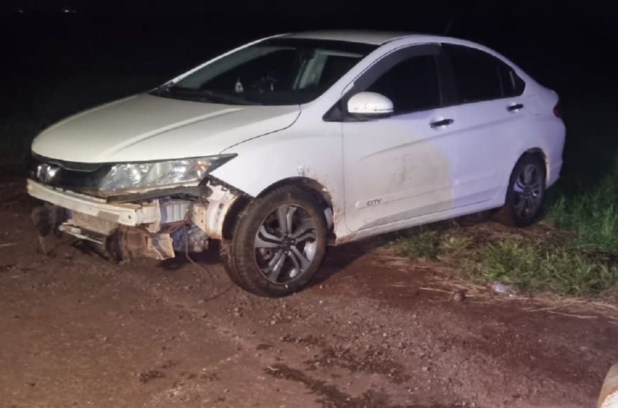 Condutora de Honda City passa mal, perde o controle e sai da pista na BR-467