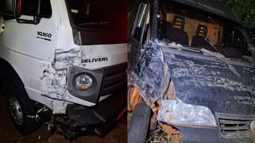 Colisão frontal entre caminhão e Ducato é registrada na PR-182 em Palotina
