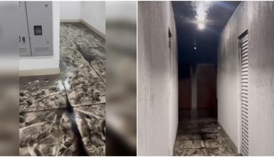 Imagem referente a Vídeo mostra corredor alagado após incêndio em prédio no bairro Santa Cruz