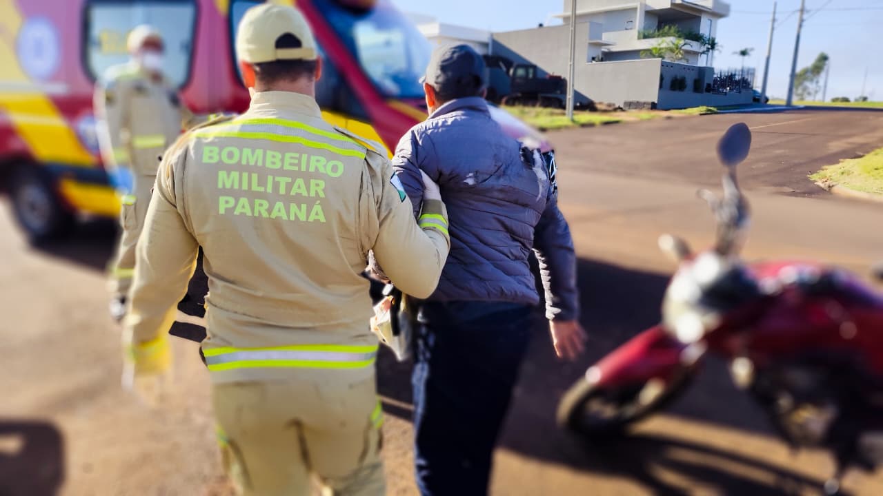 Motociclista é vítima de acidente de trânsito na Rua João Rotta em Cascavel