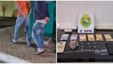 Imagem referente a Choque prende dupla suspeita de tráfico em casa já conhecida por venda de drogas em Cascavel