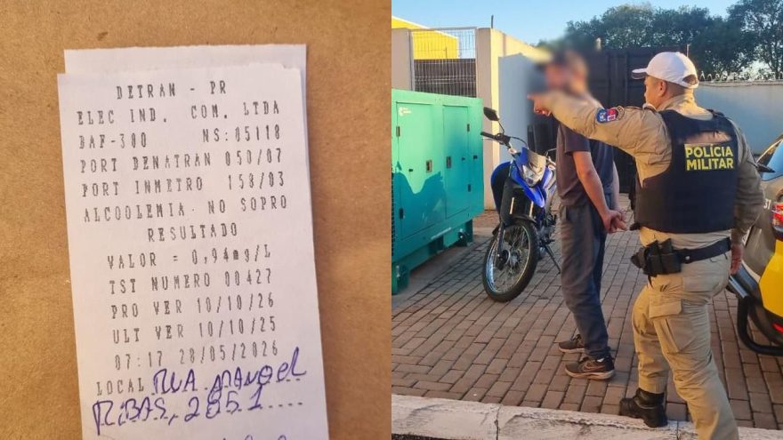 Deu ruim! Motorista fura sinal na frente da PM, sopra o bafômetro e é detido por embriaguez