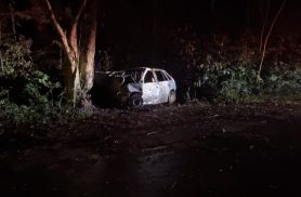 Duas pessoas morrem carbonizadas após carro bater em árvore e pegar fogo em Santa Terezinha de Itaipu