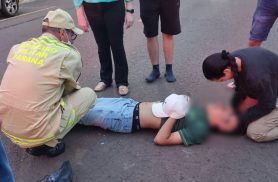 Jovem é atropelado e fica ferido na Rua Manaus