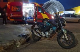 Motociclista fica ferido em acidente de trânsito na Rua Jacarezinho