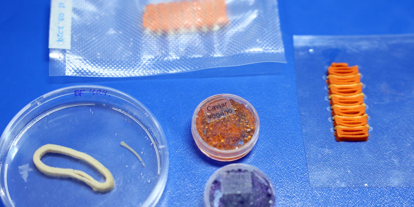 Imagem referente a Embrapa produz em laboratório salmão, caviar e anéis de lula veganos