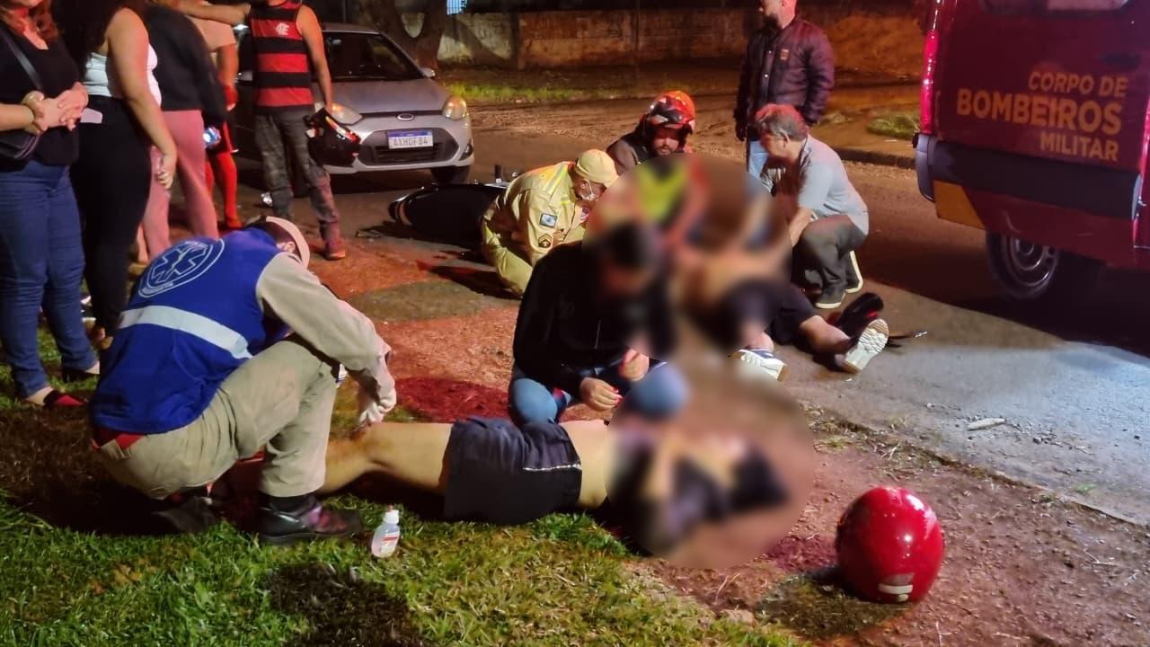 Homem e mulher sofrem fraturas em acidente de trânsito na Vila Tolentino