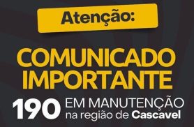 Problema técnico afeta 190 em Cascavel; Saiba como acionar a PM