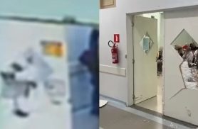 Homem quebra porta de UPA com ‘voadora’ após esperar atendimento e acaba preso