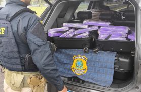PRF apreende 87 quilos de maconha e prende casal na BR-277, em Santa Terezinha de Itaipu