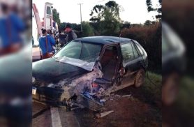 Acidente entre caminhonete e Gol deixa três feridos na PR-170
