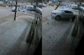 Câmera flagra momento exato de acidente entre Ford Ranger e Ford Ka em Cascavel