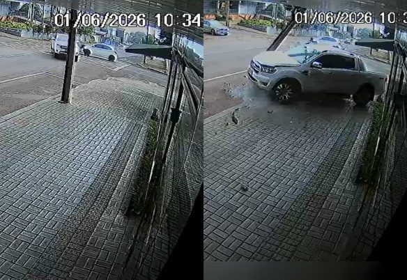 Câmera flagra momento exato de acidente entre Ford Ranger e Ford Ka em Cascavel
