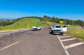 Motorista fica ferido em colisão entre picape e utilitário na PR-180, em Boa Vista da Aparecida