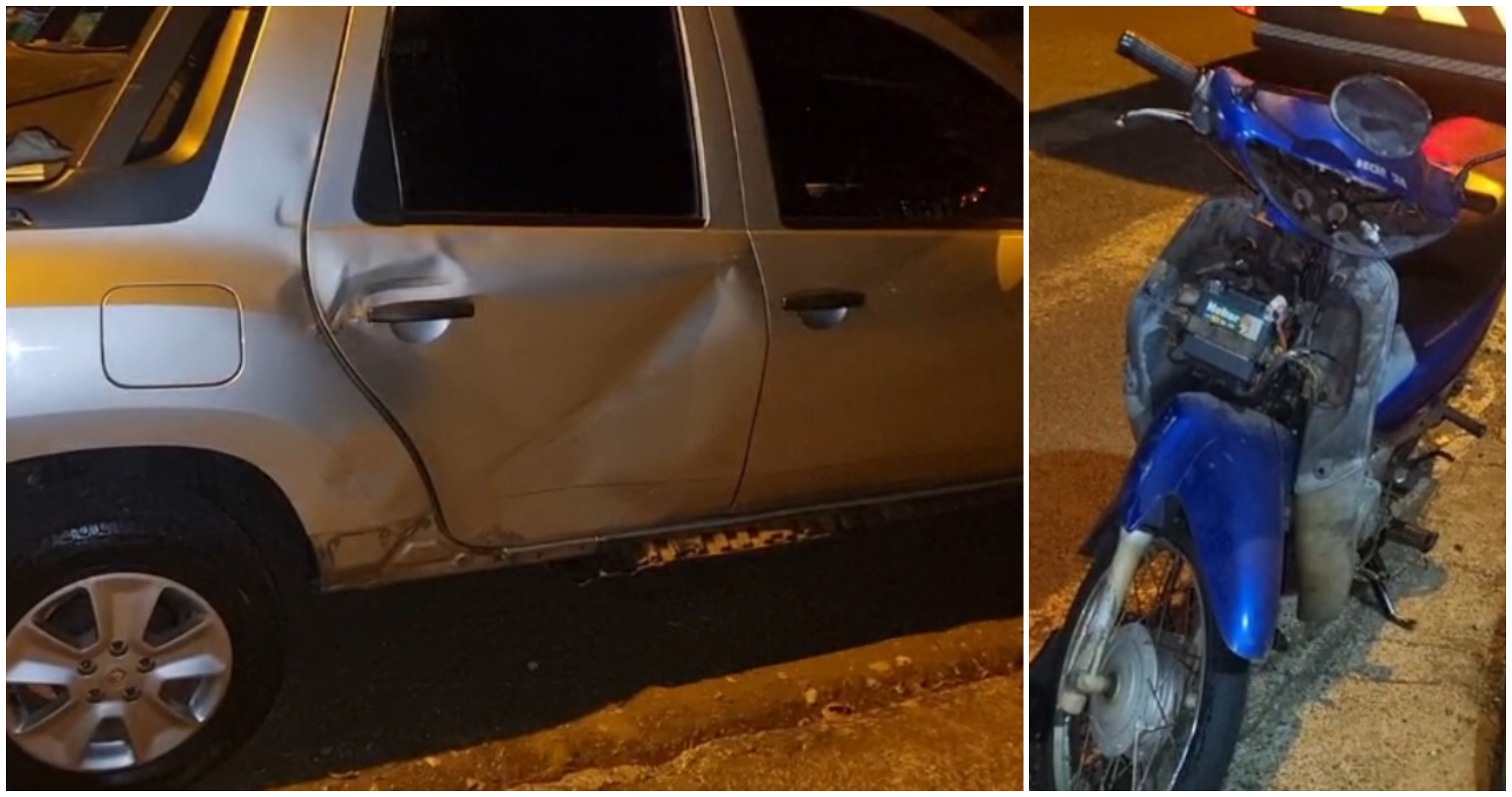 Batida entre Oroch e Honda Biz é registrada na Rua Olindo Periolo