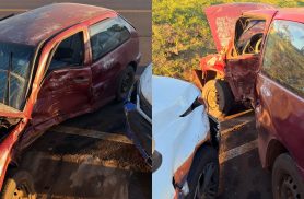 Acidente entre Onix e Gol deixa mulher ferida na PR-562 em Coronel Vivida