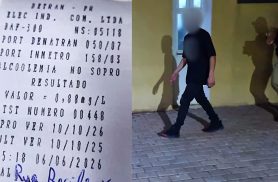 Condutor envolvido em acidente no Centro é apresentado na Delegacia após teste do etilômetro