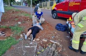 Mulher fica ferida após colisão entre Sandero e Honda Biz no Bairro Santo Onofre