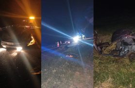 Imagens mostram carro partido ao meio após colisão frontal na BR-277