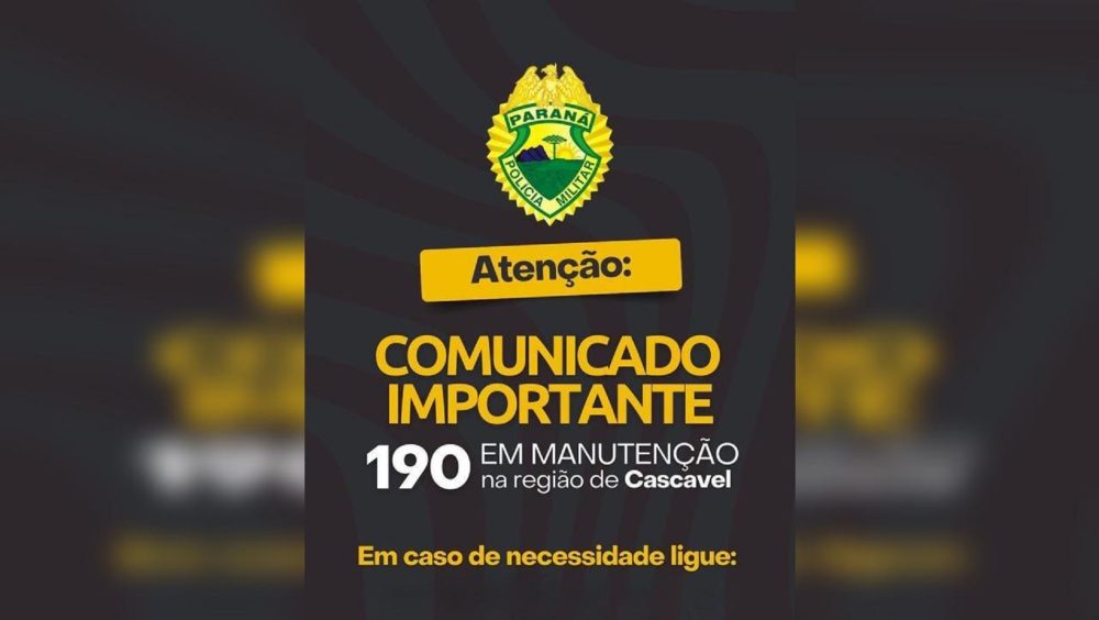Número 190 da Polícia Militar está temporariamente indisponível Imagem referente a Número 190 da Polícia Militar está temporariamente indisponível