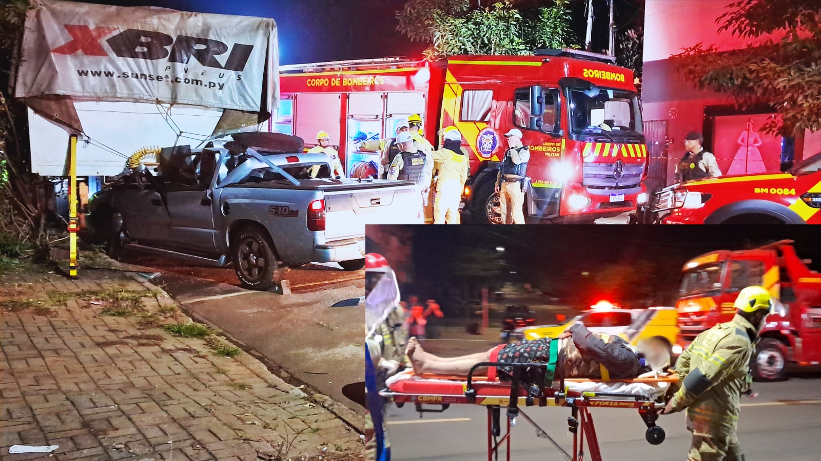 Motorista fica preso às ferragens após colisão entre caminhonete e caminhão no Bairro Santa Cruz