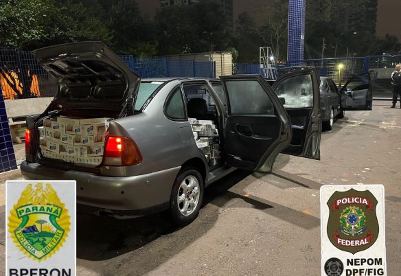 BPFRON e PF apreendem dois veículos e 1,8 mil pacotes de cigarros contrabandeados em Foz