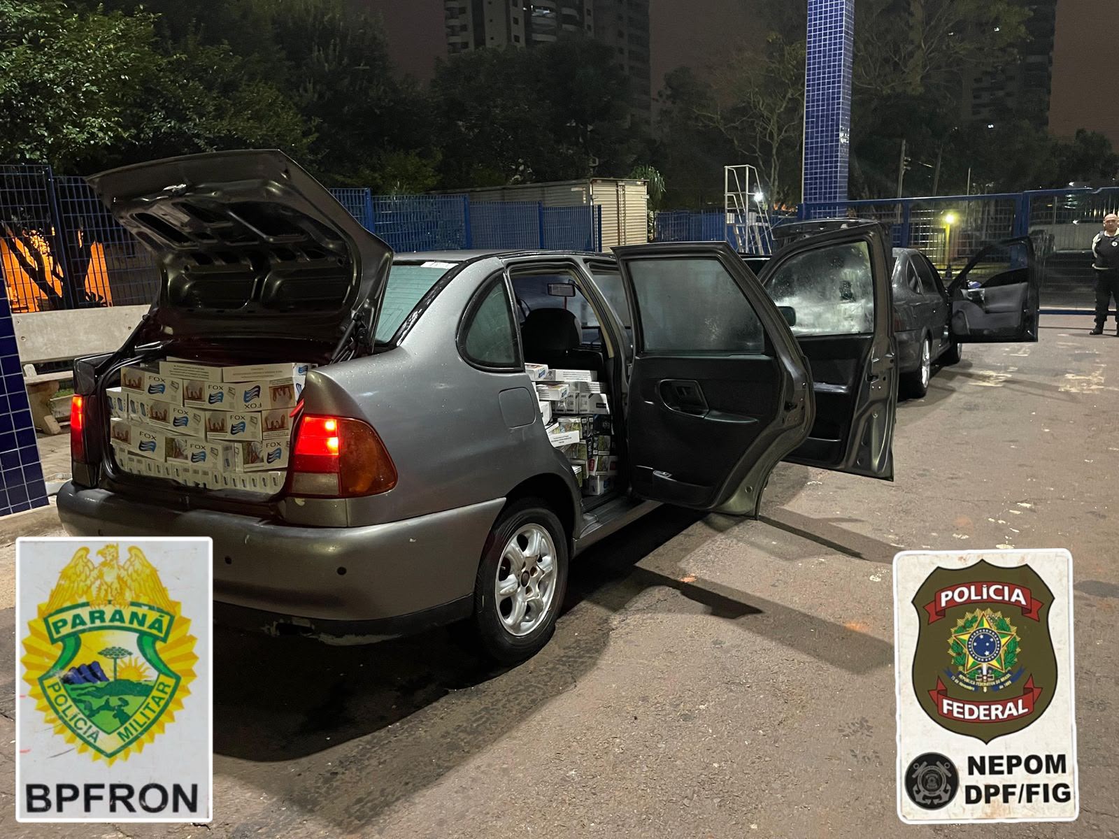 BPFRON e PF apreendem dois veículos e 1,8 mil pacotes de cigarros contrabandeados em Foz