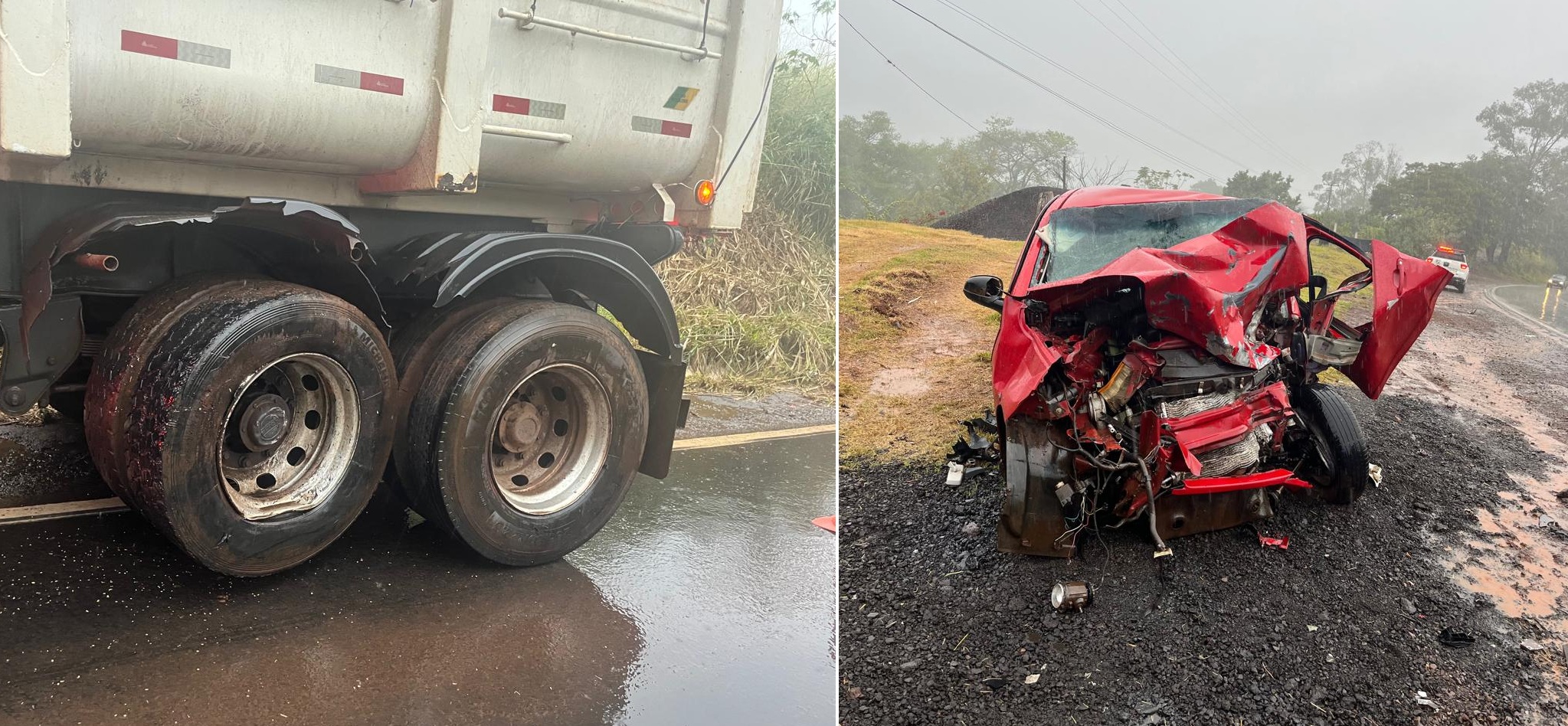 Imagem relativa a Mulher morre após colidir violentamente contra rodado de caminhão na BR-369