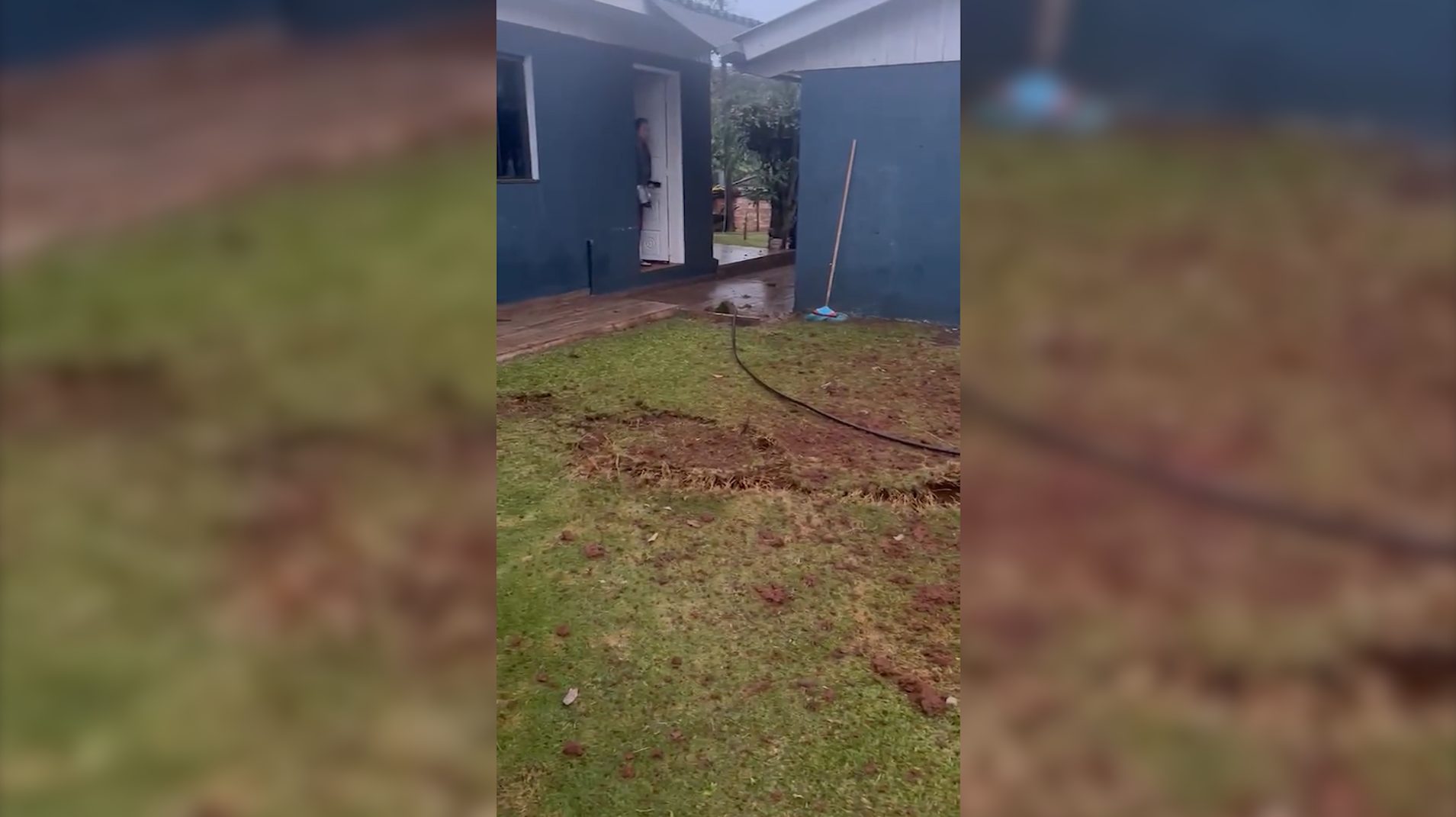 Marcas mostram explosão de raio em residência no interior de Cascavel