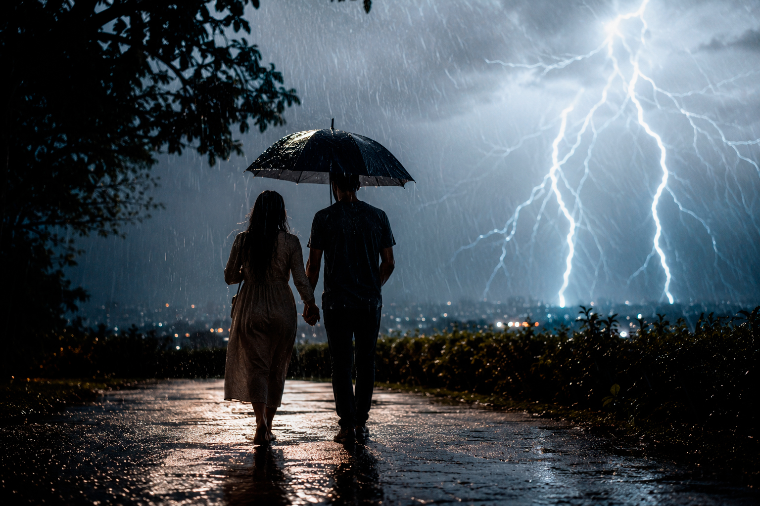Imagem relativa a Enquanto os casais trocam olhares no Dia dos Namorados, o céu troca raios no Paraná
