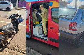 Motociclista de 24 anos fica ferido após acidente entre Honda Biz e Gol em Cascavel