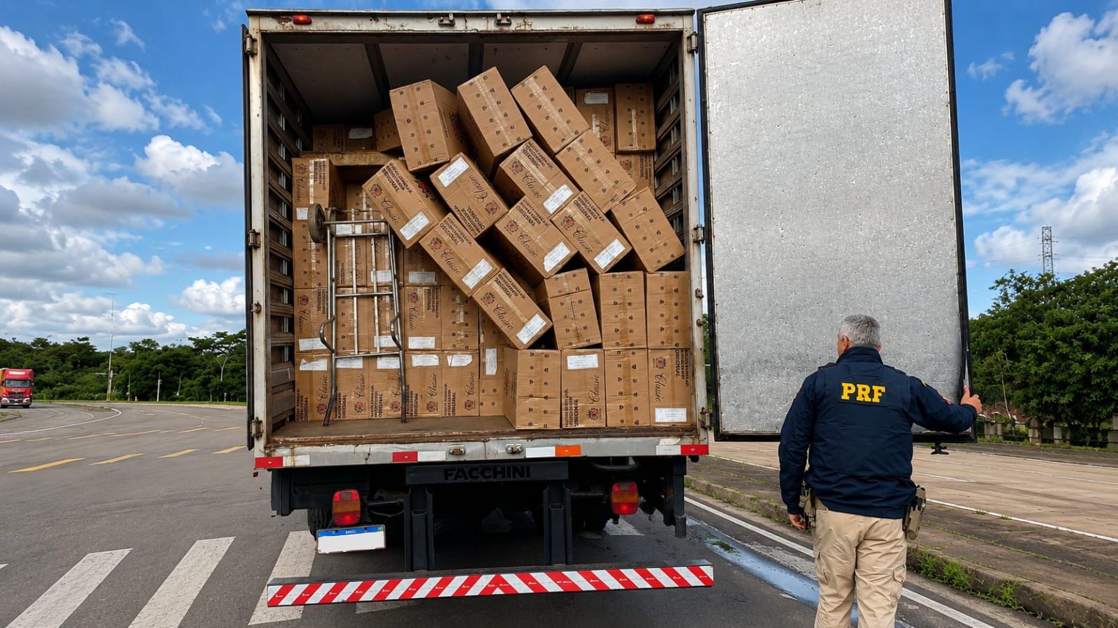 PRF apreende caminhão com 250 mil maços de cigarros contrabandeados que seriam trazidos para Cascavel