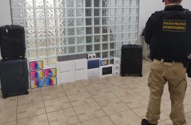 Polícia Rodoviária apreende R$ 130 mil em eletrônicos trazidos do Paraguai na PR-585