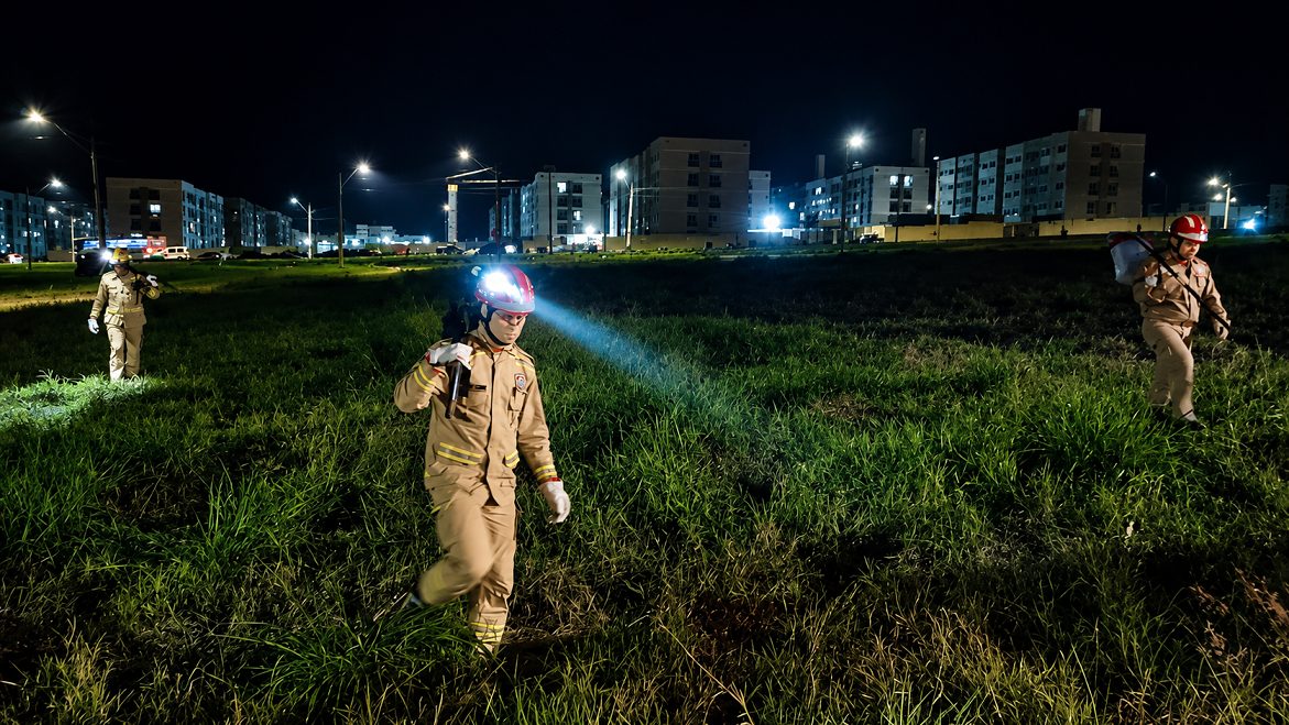 Incêndio atinge vegetação na Avenida das Torres e mobiliza Corpo de Bombeiros