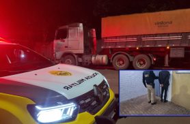 Homem é detido e carreta Bitrem apreendida após furto de carga de soja Homem é detido e carreta Bitrem apreendida após furto de carga de soja