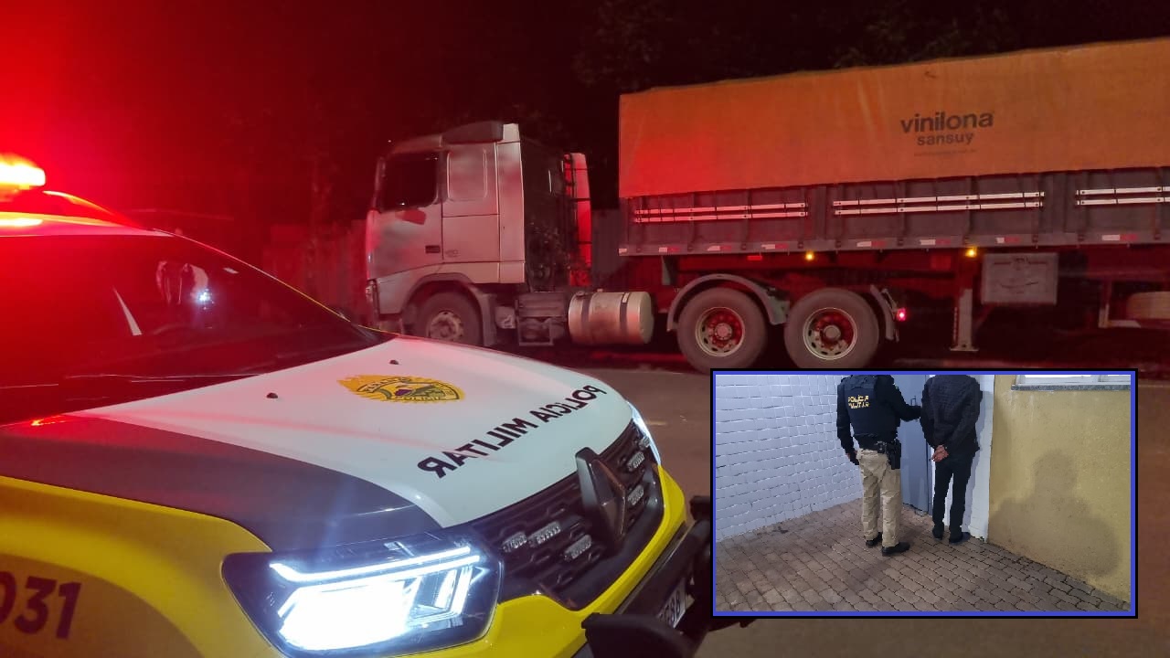 Homem é detido e carreta Bitrem apreendida após furto de carga de soja