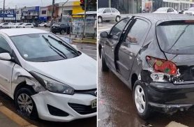 HB20 e Peugeot se envolvem em colisão na Avenida Brasil, no Centro